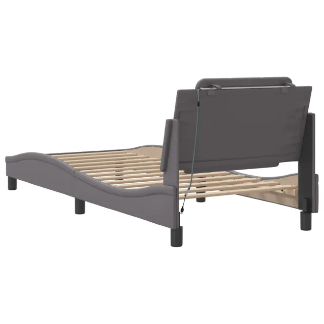 Cadre de lit avec LED sans matelas Zadar gris 90x190 cm
