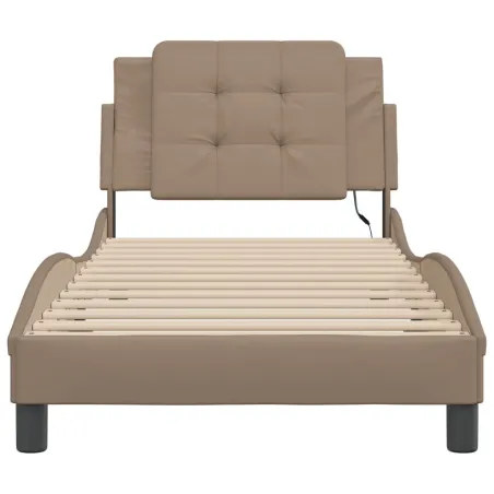 Cadre de lit avec LED sans matelas Zadar cappuccino 90x190 cm