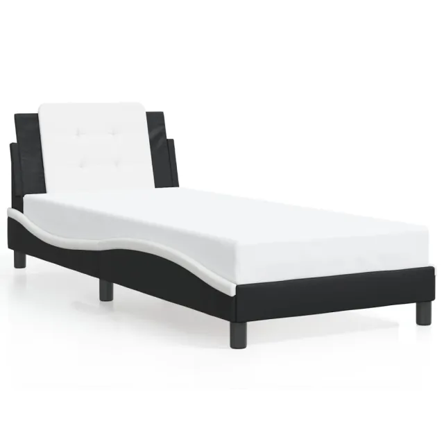 Cadre de lit avec LED sans matelas Zadar noir et blanc 90x190 cm