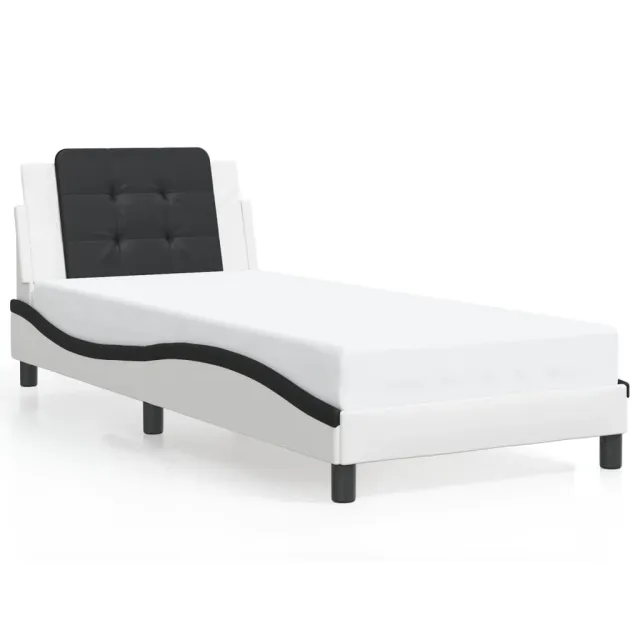 Cadre de lit avec LED sans matelas Zadar blanc et noir 90x190 cm