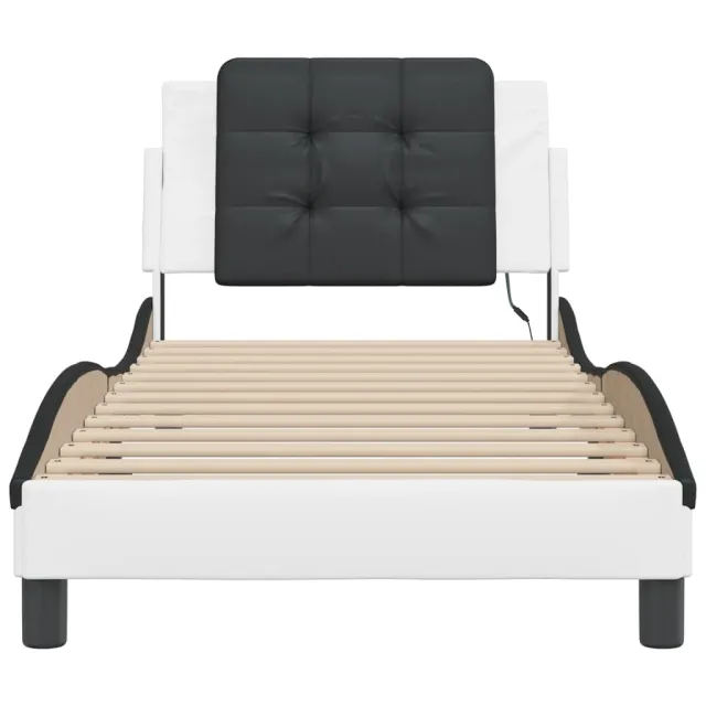 Cadre de lit avec LED sans matelas Zadar blanc et noir 90x190 cm