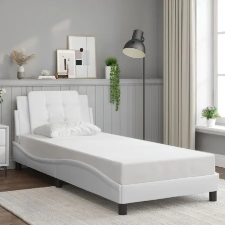 Cadre de lit avec LED sans matelas Zadar blanc 90x200 cm