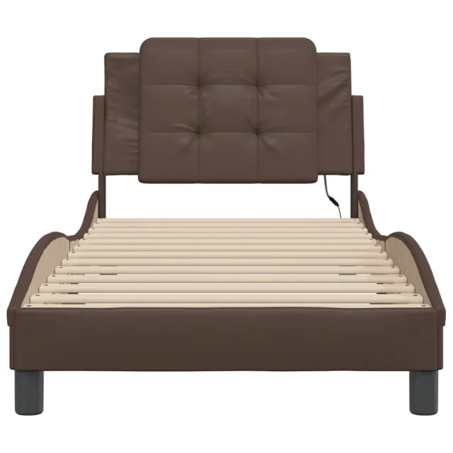 Cadre de lit avec LED sans matelas Zadar marron 90x200 cm