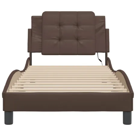 Cadre de lit avec LED sans matelas Zadar marron 90x200 cm