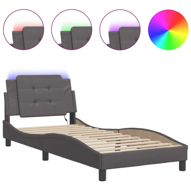 Cadre de lit avec LED sans matelas Zadar gris 90x200 cm