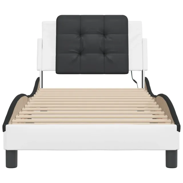 Cadre de lit avec LED sans matelas Zadar blanc et noir 90x200 cm