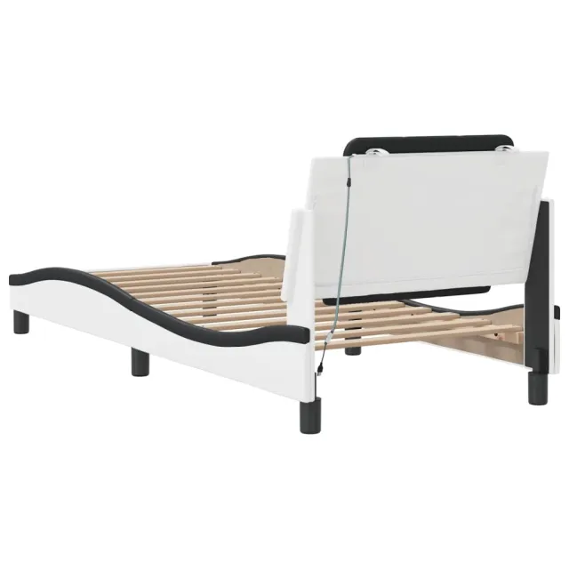 Cadre de lit avec LED sans matelas Zadar blanc et noir 90x200 cm