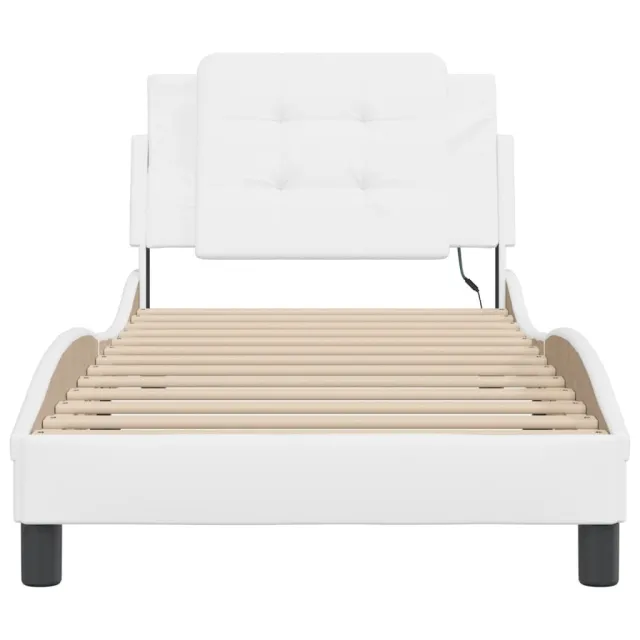 Cadre de lit avec LED sans matelas Zadar blanc 100x200 cm