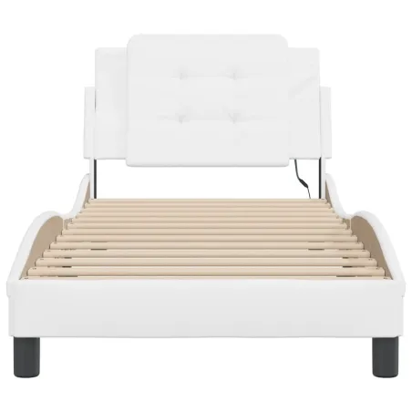 Cadre de lit avec LED sans matelas Zadar blanc 100x200 cm