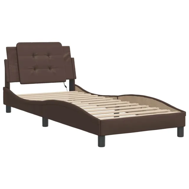 Cadre de lit avec LED sans matelas Zadar marron 100x200 cm