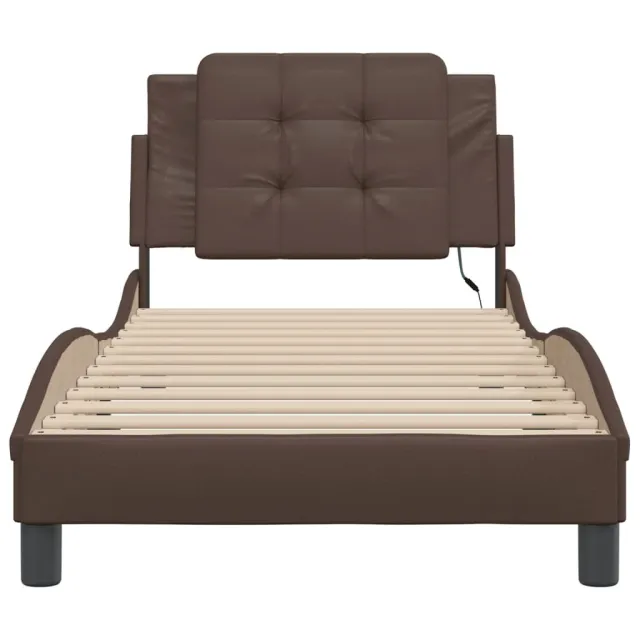 Cadre de lit avec LED sans matelas Zadar marron 100x200 cm