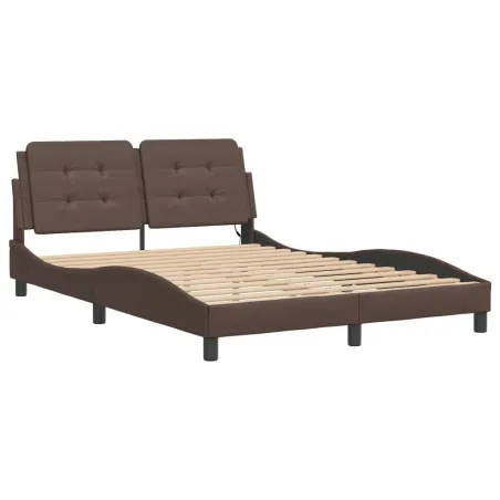 Cadre de lit avec LED sans matelas Zadar marron 120x200 cm