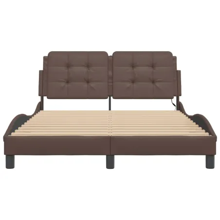 Cadre de lit avec LED sans matelas Zadar marron 120x200 cm