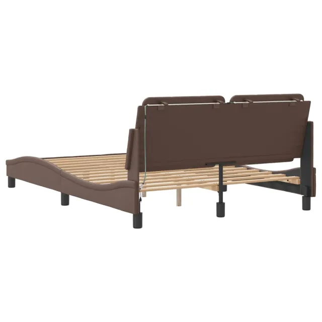 Cadre de lit avec LED sans matelas Zadar marron 120x200 cm
