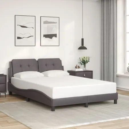 Cadre de lit avec LED sans matelas Zadar gris 120x200 cm