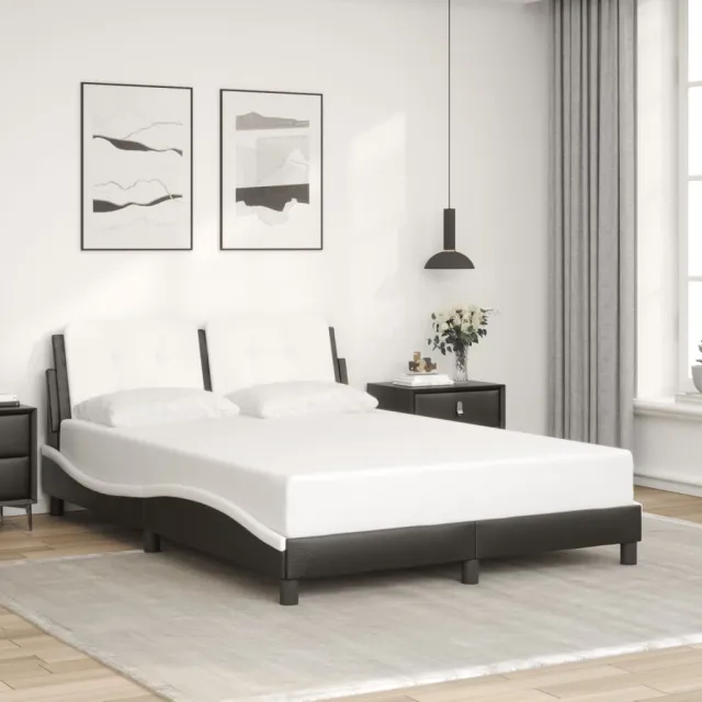 Cadre de lit avec LED sans matelas Zadar noir et blanc 120x200 cm