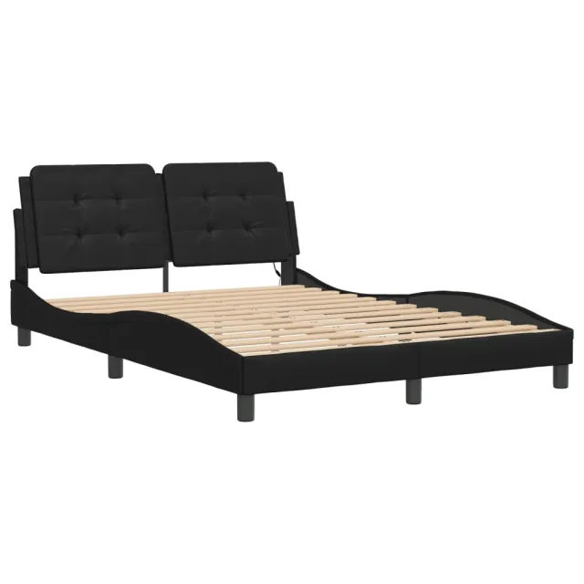 Cadre de lit avec LED sans matelas Zadar noir 140x190 cm