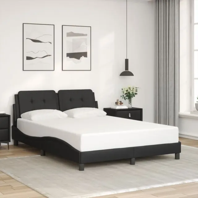 Cadre de lit avec LED sans matelas Zadar noir 140x190 cm