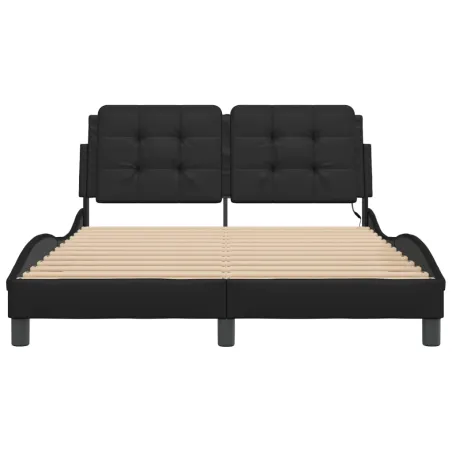 Cadre de lit avec LED sans matelas Zadar noir 140x190 cm
