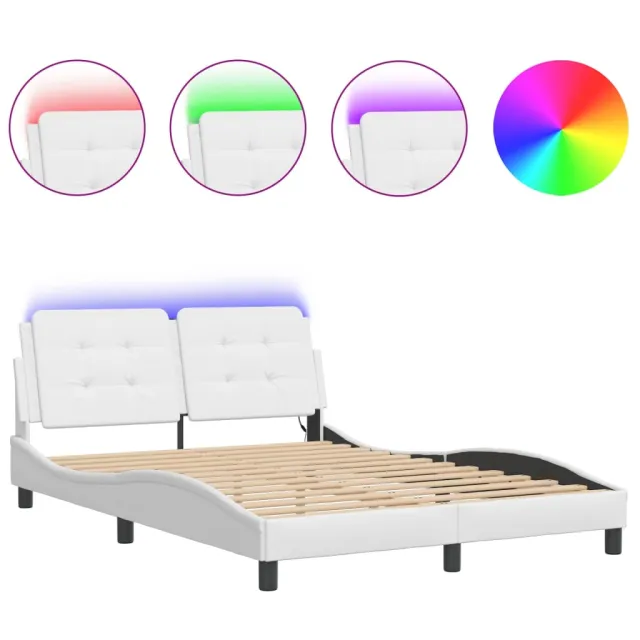 Cadre de lit avec LED sans matelas Zadar blanc 140x190 cm