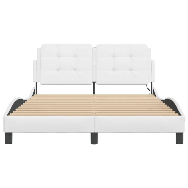 Cadre de lit avec LED sans matelas Zadar blanc 140x190 cm