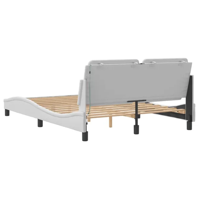 Cadre de lit avec LED sans matelas Zadar blanc 140x190 cm