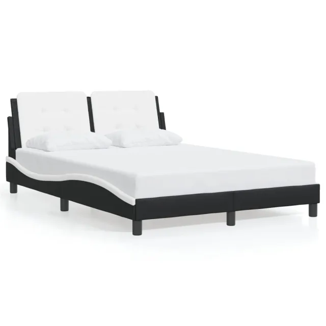 Cadre de lit avec LED sans matelas Zadar noir et blanc 140x190 cm
