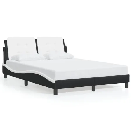 Cadre de lit avec LED sans matelas Zadar noir et blanc 140x190 cm