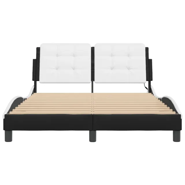 Cadre de lit avec LED sans matelas Zadar noir et blanc 140x190 cm
