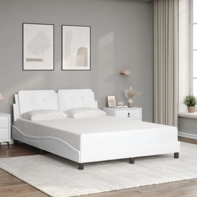 Cadre de lit avec LED sans matelas Zadar blanc 140x200 cm