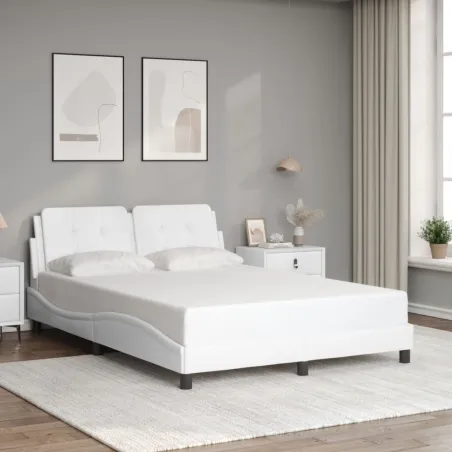 Cadre de lit avec LED sans matelas Zadar blanc 140x200 cm