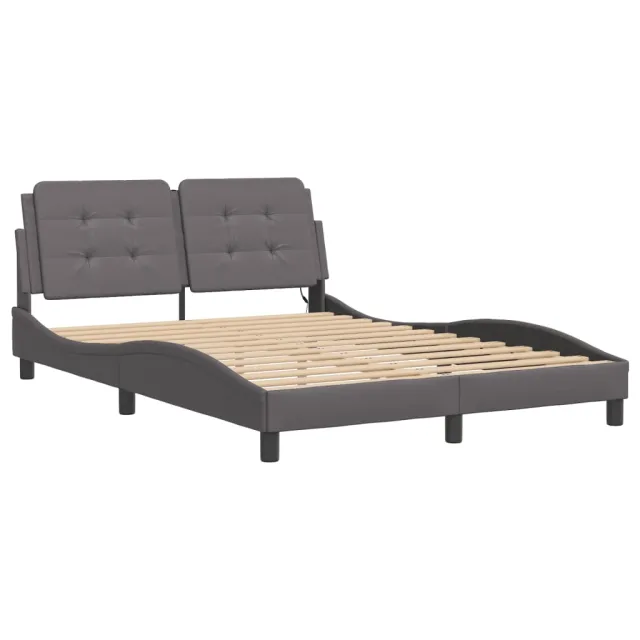 Cadre de lit avec LED sans matelas Zadar gris 140x200 cm