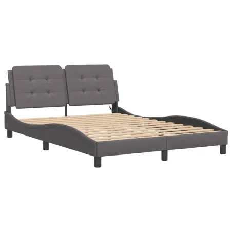Cadre de lit avec LED sans matelas Zadar gris 140x200 cm