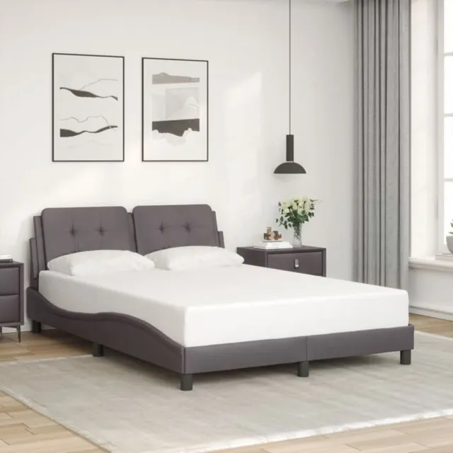 Cadre de lit avec LED sans matelas Zadar gris 140x200 cm