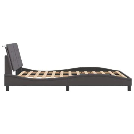 Cadre de lit avec LED sans matelas Zadar gris 140x200 cm
