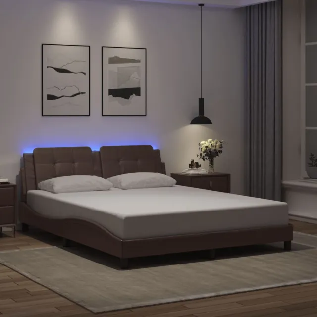 Cadre de lit avec LED sans matelas Zadar marron 160x200 cm