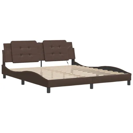 Cadre de lit avec LED sans matelas Zadar marron 160x200 cm