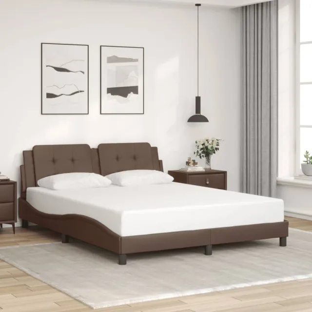 Cadre de lit avec LED sans matelas Zadar marron 160x200 cm
