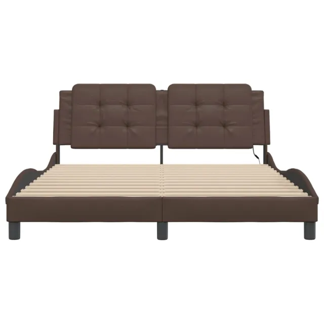 Cadre de lit avec LED sans matelas Zadar marron 160x200 cm