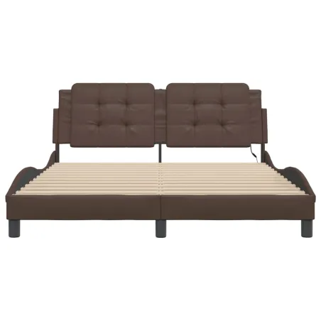 Cadre de lit avec LED sans matelas Zadar marron 160x200 cm