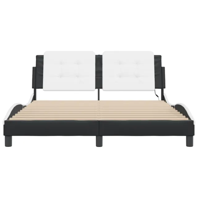 Cadre de lit avec LED sans matelas Zadar blanc et noir 160x200 cm