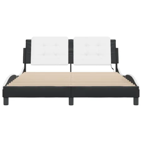 Cadre de lit avec LED sans matelas Zadar blanc et noir 160x200 cm