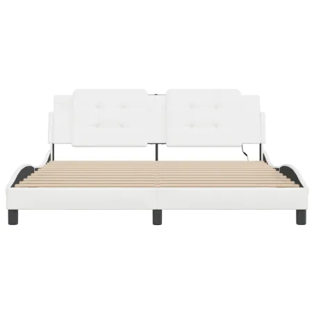 Cadre de lit avec LED sans matelas Zadar blanc 180x200 cm