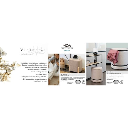 Puff Vinthera Moa Beige Legno 32 x 40 cm (2 Unità) 2