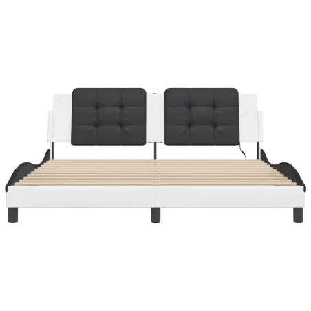 Cadre de lit avec LED sans matelas Zadar blanc et noir 180x200 cm