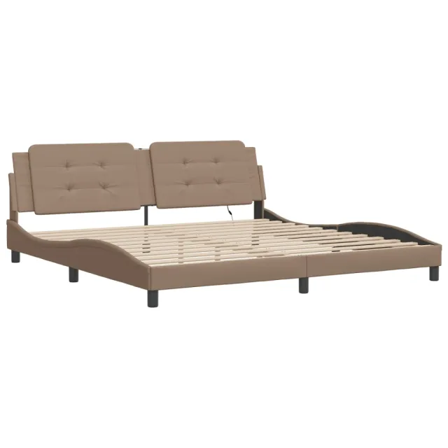 Cadre de lit avec LED sans matelas Zadar cappuccino 200x200 cm