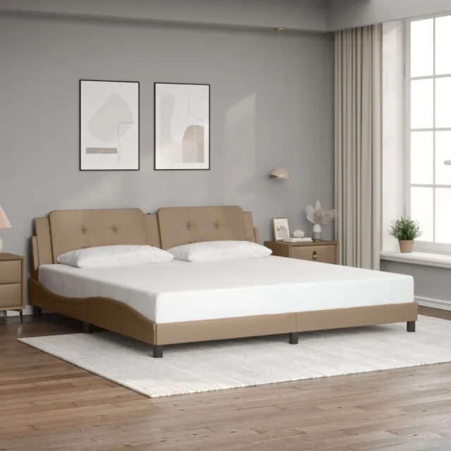 Cadre de lit avec LED sans matelas Zadar cappuccino 200x200 cm
