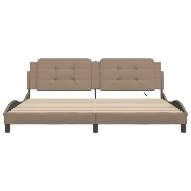 Cadre de lit avec LED sans matelas Zadar cappuccino 200x200 cm