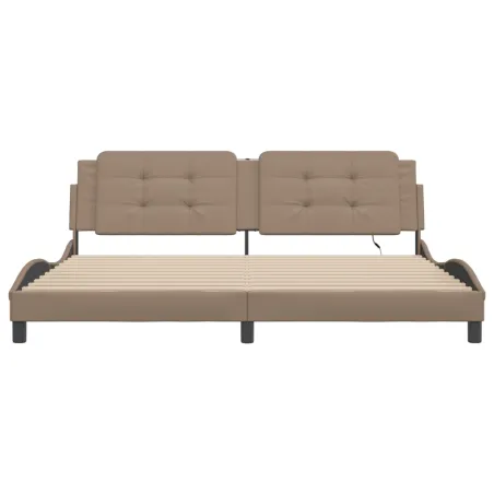 Cadre de lit avec LED sans matelas Zadar cappuccino 200x200 cm