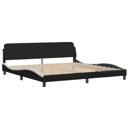 Cadre de lit avec LED sans matelas Zadar noir et blanc 200x200 cm